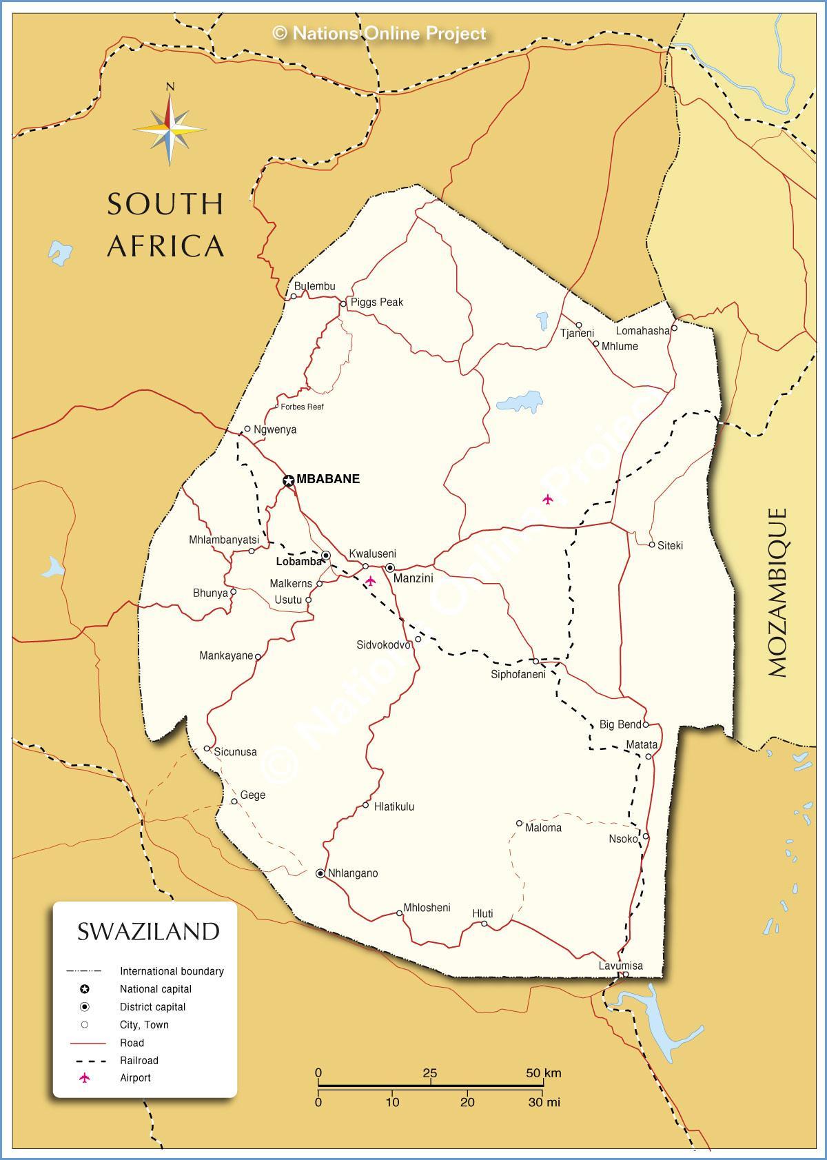 Карта на nhlangano Свазиленд