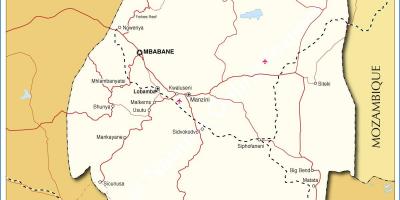 Карта на nhlangano Свазиленд